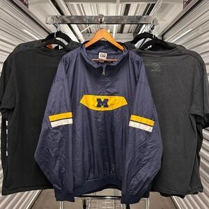 Vintage 90's Red Oak Brand Michigan College Embroidered Windbreaker Sweater